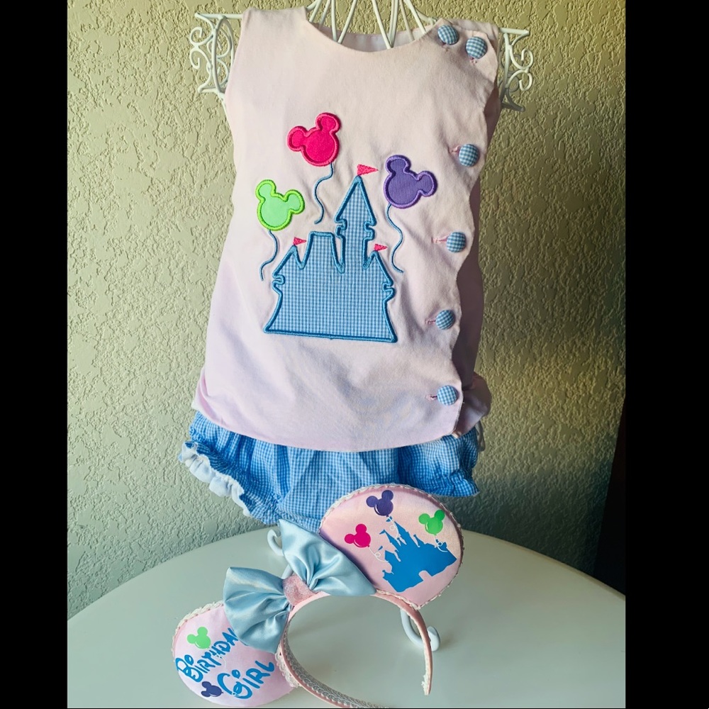 Smock Monkey Disney Set with Custom Disney Ears